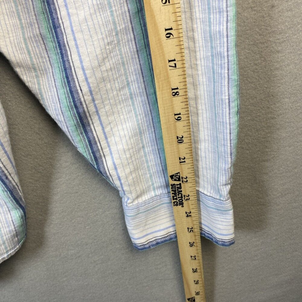 Tommy Bahama Shirt Mens XXL Light Blue Striped‎ Button Up Linen Blend Sorona 2XL - Picture 8 of 14
